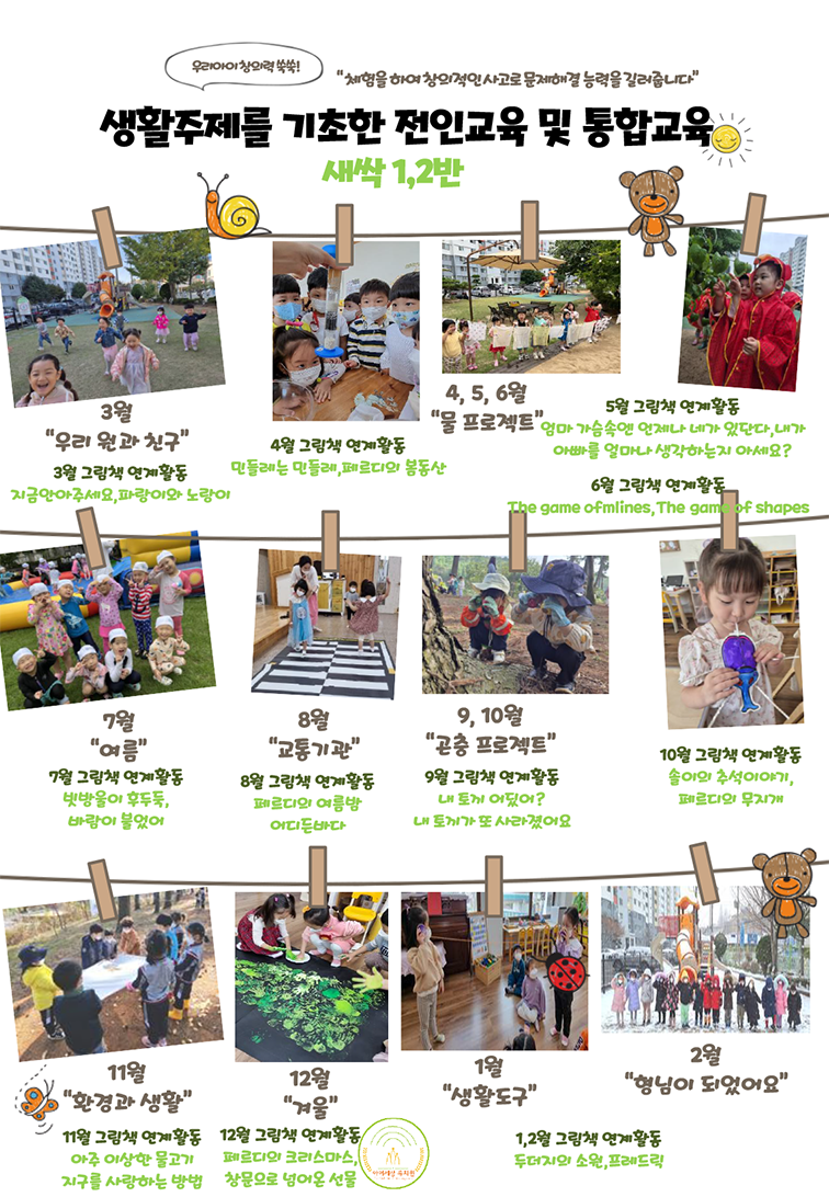 새싹반 월간 교육 주제 인포그래픽